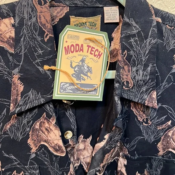NWT Moda Tech Western/Rodeo Horse button up shirt - Picture 3 of 7